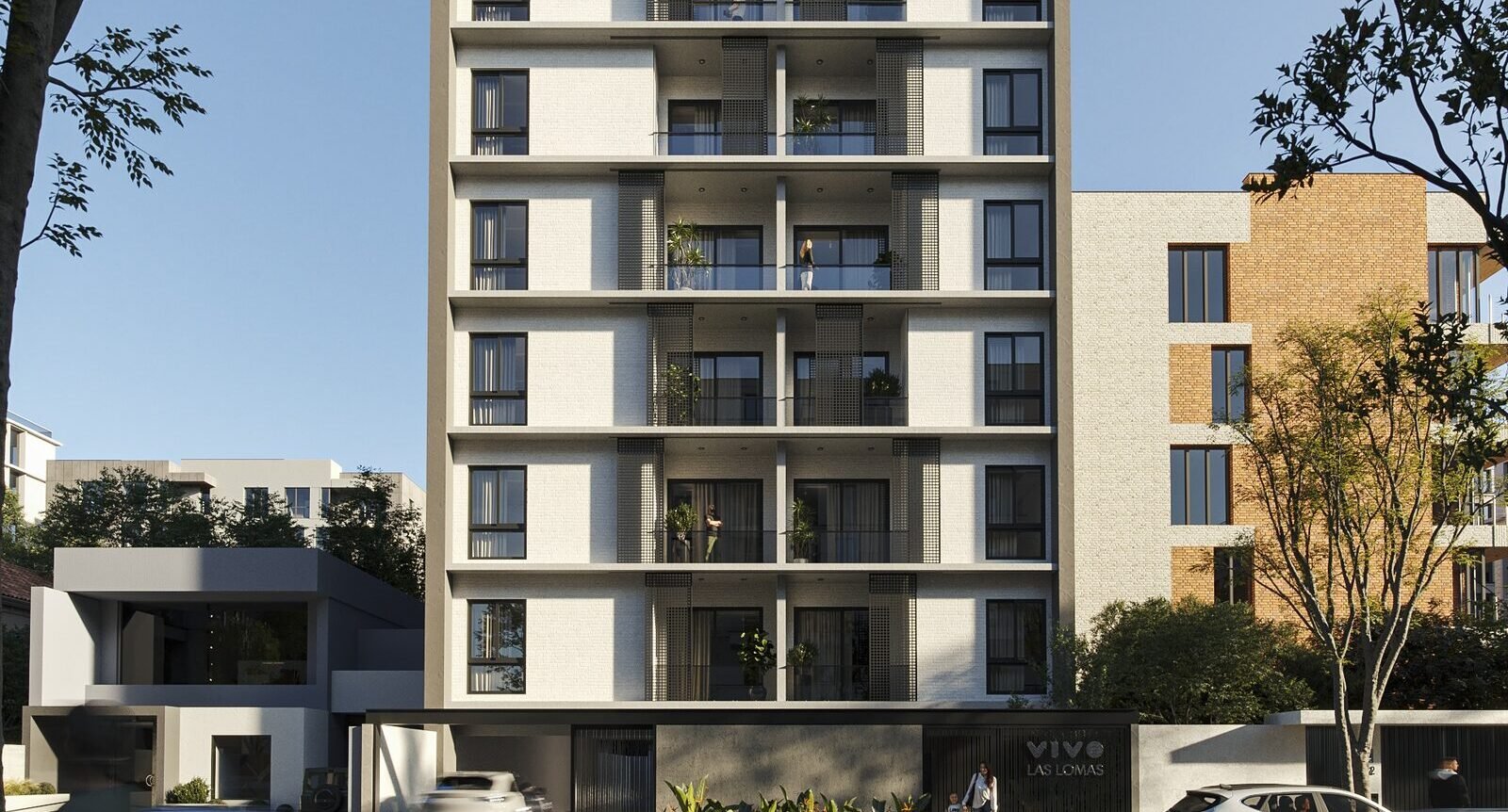 Fachada del edificio VIVO Las Lomas, Asunción